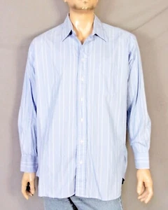 vintage EUC Gitman Bros. Men's Blue White Chalkstripe Shirt USA Made BD XL 17 34 - Picture 1 of 3
