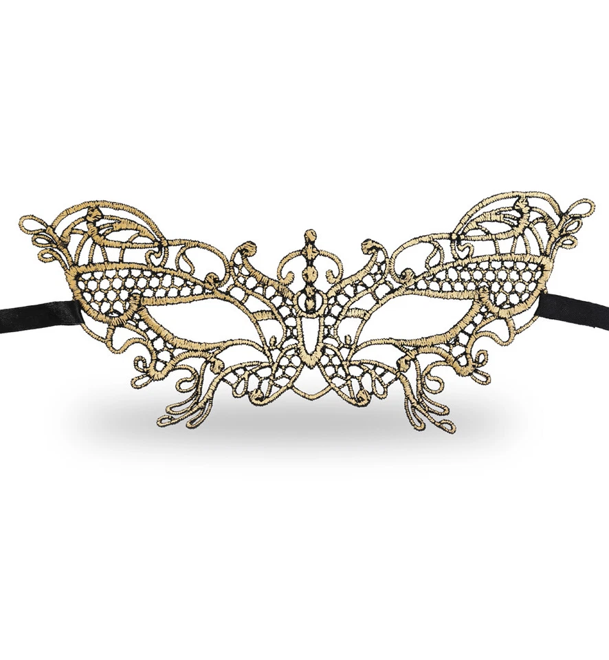 Augenmaske Spitze in Schmetterlingsform aus Stoff Gold schwarz 126850113F - Bild 1 von 1