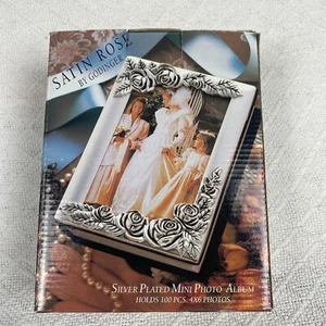 Mini album fotografico placcato argento - rosa raso di Godinger NUOVO - grande regalo di nozze - Foto 1 di 8