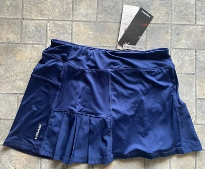 ГОЛОВА плиссированные шорты с карманом на молнии средний тонкий Drk синий теннис гольф юбка новый с Ярлыками - Изображение 1 из 4