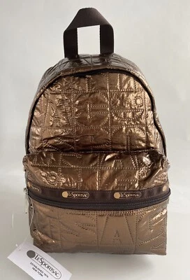 Mochila LeSportsac Wanderer nueva con etiquetas lámina de cobre_marrón metálico auténtica y nueva Foto 1 de 4