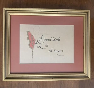 Christliche Kunstwerk Bibel Sprüche 17:17 Freundschaftsschrift Schmetterlinge - Bild 1 von 3