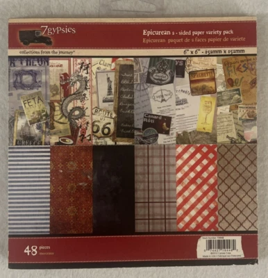 7GITANOS - PACK VARIEDAD PAPEL EPICÚREO 2 CARAS - TAMAÑO 6" X 6"- 48 piezas Foto 1 de 2