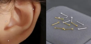 Tragus Helix Nose Cartilage Push In Tiny Tiny Ball End STUD Ear Earring Bone End - Picture 1 of 9