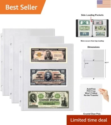 Paquete de 25 fundas para monedas de 3 bolsillos sin ácido para coleccionistas - protectores transparentes Foto 1 de 4