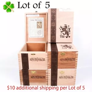 Lote de 5 Caja de cigarros de madera vacía Liga Privada Corona Doble T52 8" x 6" x 4,25" - Imagen 1 de 12