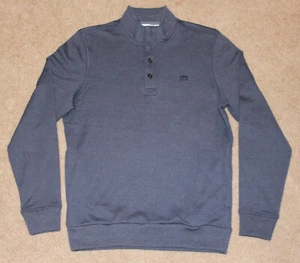 Men's TRAVIS MATHEW 'Wall' Blue Cotton Long Sleeve Pullover Sweater - Small - Picture 1 of 4