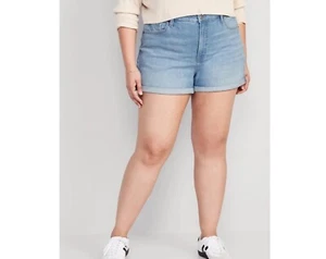 Women’s Old Navy OG Straight Cuffed Jean Shorts High Rise 3” Inseam Size 20 - Picture 1 of 3