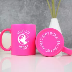 PERSONALISED Neon Mug Worlds Best Mum Mummy Coffee Cup Mothers Day Birthday Gift - Picture 1 of 24