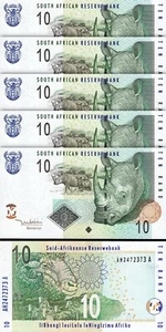 South Africa 10 Rand 2005, UNC, 5 Pcs LOT, Consecutive, P-128a, Sign 8 - Picture 1 of 4