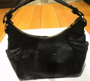 Brahmin Medium schwarz Reptilleder Handtasche Hobo Einhand Schultertasche gebraucht, in einwandfreiem Zustand - Bild 1 von 16