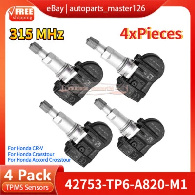 Sensor de presión de neumáticos 4 piezas para Honda Accord Crosstour TPMS 42753-TP6-A820-M1 Foto 1 de 4