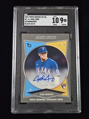 2023 Topps Brooklyn #AC-JJ JOSH JUNG RC Black 18/75 SGC 10 AUTO 9 MINT Rangers - Image 1 of 3