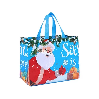 Bolsas grandes de regalo de Navidad no tejidas reutilizables bolsas de regalo de Navidad con asas CE Foto 1 de 4