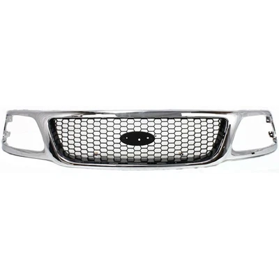 Grille For Ford F-150 1999-2003 XL XLT Lariat Also Fits Heritage Chrome w/ Black Foto 1 de 4