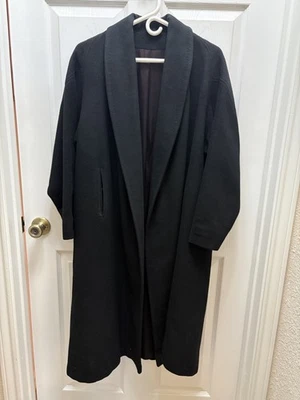 Gabardina larga de lana negra vintage para mujer talla grande frente abierto larga Foto 1 de 4