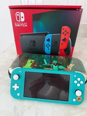 pacchetto console gioco nintendo switch lite turchese Minecraft aperto mai usato - Immagine 1 di 4