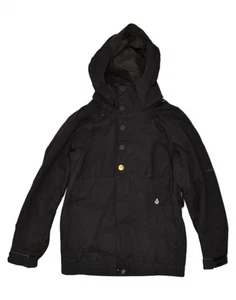 VOLCOM Womens Hooded Windbreaker Jacket UK 38 Medium Black Nylon BO00 - Picture 1 of 4