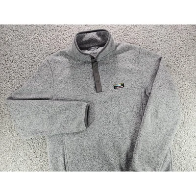 Pulôver masculino de lã LL Bean cinza urze quarto de pressão levemente ajustado médio - Imagem 1 de 4