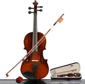 1/4 Size Acoustic Violin + Case + Bow + Rosin Natural for Beginner Student New - Picture 1 of 7