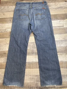7 For All Mankind Blue Jeans Mens 32x34 Relax Baggy Fit Button Fly Made USA - Picture 1 of 13