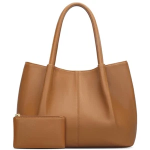 Tote Bag for Women Vegan Leather Shoulder Purse Large Capacity Travel Bag (Br... - Picture 1 of 7