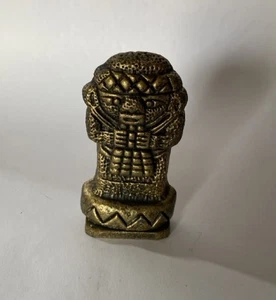 Aztec Mayan Inca Peruvian Brass Pre-Columbia Style Vintage Sculpture Statue Art - Picture 1 of 2