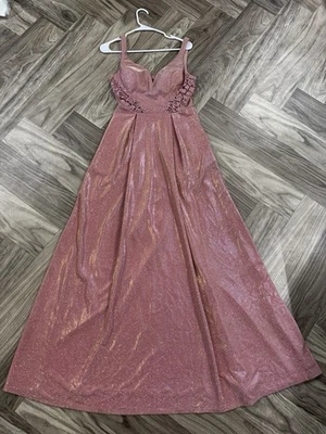City Triangles Juniors' Sleeveless Glitter Ball Gown Rose Fashion Size 7 - Image 1 of 4