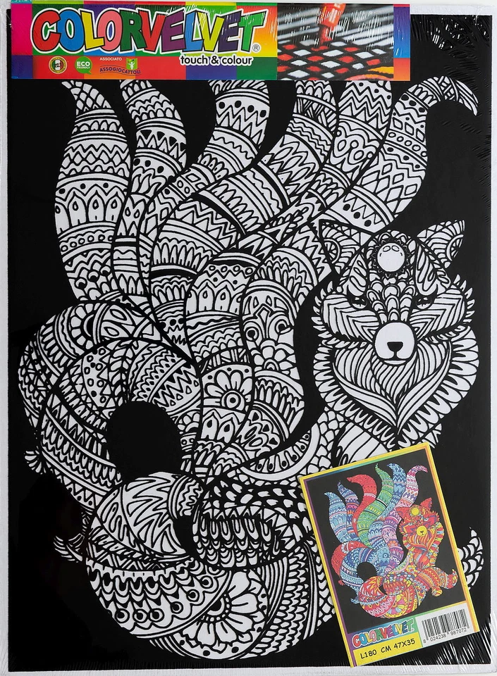 COLORVELVET Ausmalbild, Samtbild- Fuchs, 47x35 cm