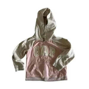 GAP Hooded Jacket Toddler Little Girl 4 Pink Gray Silver Shimmer Zip Up - Picture 1 of 9