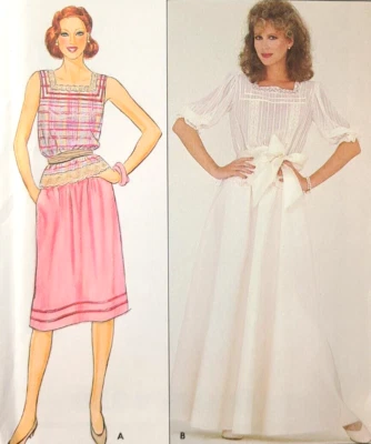 Vtg UC Butterick 4378 Sew Pattern Romantic Pintuck Blouse Wedding Dress Skirt 20 - Image 1 of 4