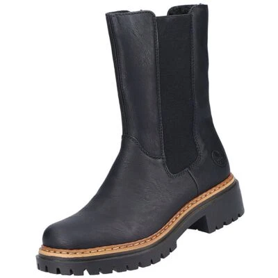Rieker Damen Stiefel Chelsea Boots gefüttert Schwarz 72683-00