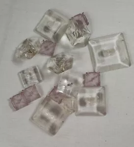 Bulk Lot Assorted Vintage Clear Glass Square Buttons - Picture 1 of 6