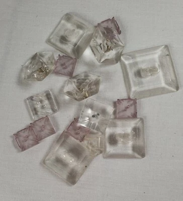 Bulk Lot Assorted Vintage Clear Glass Square Buttons - Image 1 of 4