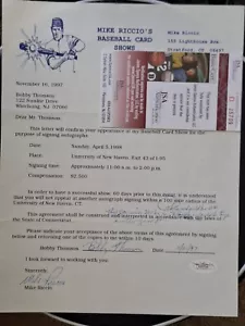 BOBBY THOMSON SIGNED CONTRACT FROM 1998 SIGNING 1/1 JSA CERT # D 25709 - Picture 1 of 3