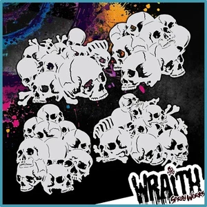 Mini juego Skull Stack #1 - plantilla de plantilla de aerógrafo reutilizable - Imagen 1 de 7