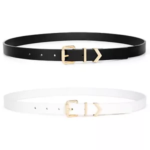 2 Pack Women's Skinny Leather Belts for Jeans Pants Dress Ladies Thin waist b... - Picture 1 of 7