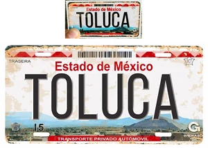 Set Estado De Mexico Aluminum License Plate Placa 6" x12" and Sticker 2"x4" - Picture 1 of 3