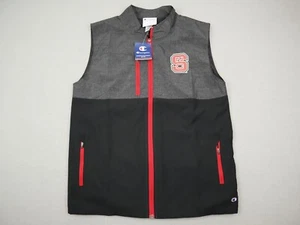 NC State Wolfpack Vest Men Medium Black Champion Full Zip Jacket Adult M New - Picture 1 of 7