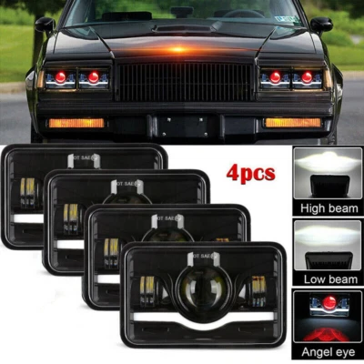 4PCS 4x6'' LED HEADLIGHT RED WARNING LIGHT FOR 77-81 PONTIAC FIREBIRD TRANS AM Foto 1 de 4
