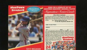 1991 Mootown Snackers Signature Series Food Issue No Coupon Dave Magadan #13