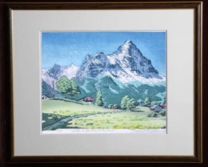 Osamu Sugiyama Woodblock Print No.39 "Grindelwald, Nestled in the Valley" - Picture 1 of 3
