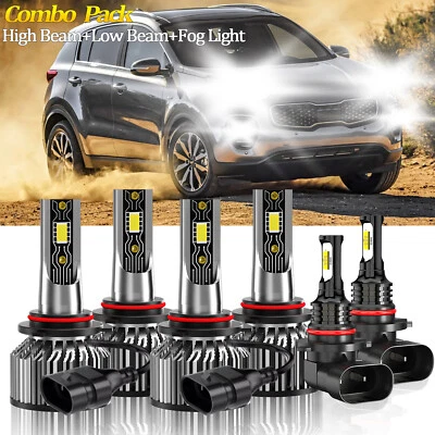 For Kia Sportage 2017-2022 LED Headlight Bulb High&Low Beam Kit+Fog Light White - Image 1 of 4