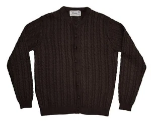 Vintage Deans of Scotland Brown Classic Cable Knit Cardigan Sweater Womens M - Picture 1 of 10