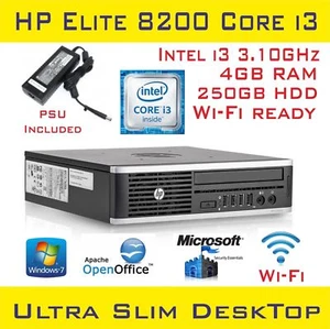 HP Compaq 8200 Elite USDT Intel Core i3-2120 @3.1GHz 4GB RAM 250HDD Wi-Fi Win10 - Picture 1 of 3