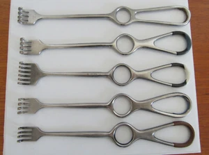 Lot of 5 Volkmann Retractors K-Medic + UNBRANDED 2 Sharp 3 Blunt 4 & 6 Prong - Picture 1 of 15