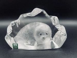 Mats Jonasson Maleras Lead Crystal Baby Seal Art Sculpture Paperweight Sweden - Picture 1 of 6