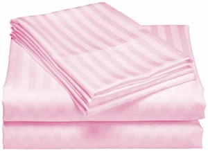 100 % Ägyptische Baumwolle 600 Fäden Cal King Tiefe Taschen Lakenset Rosa Streifen - Bild 1 von 1