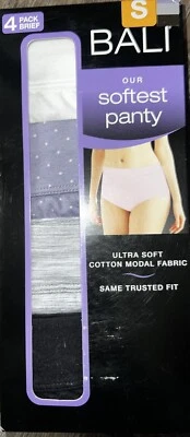 Bali ~ 4-Pair Womens Brief Underwear Panties Soft Modal Blend ~ 5/S - Image 1 of 3