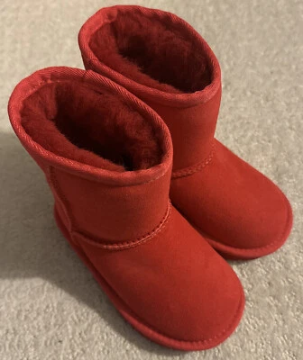 BRAND NEW TODDLER GIRL UGG Red Suede Classic Sheepskin Boots Size 8 - Image 1 of 4
